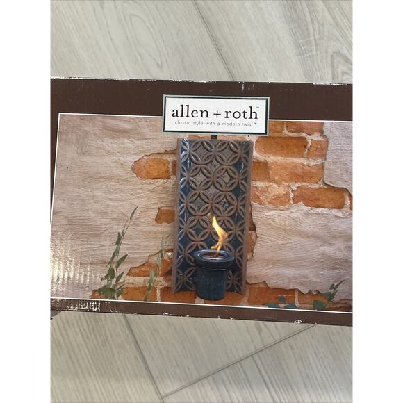 FIRE POT Allen+Roth 16.73" Wall Mount Blue Ceramic Hand Glazed #0357685 Open Box - Picture 2 of 8